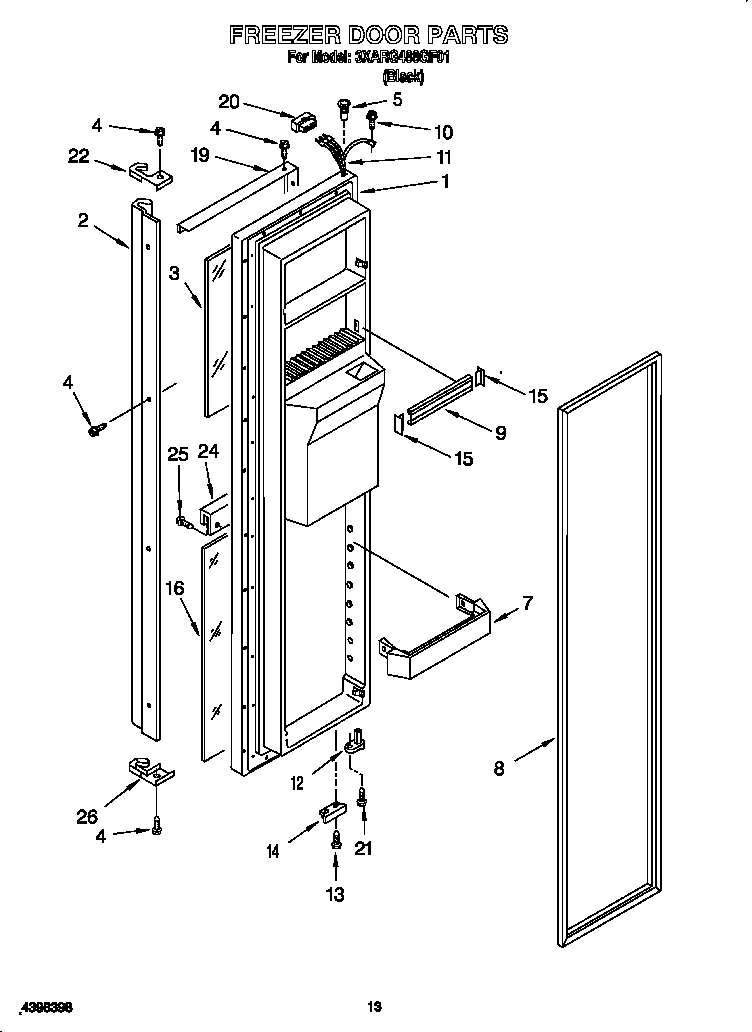Whirlpool 3XARG488GF01 freezer door diagram