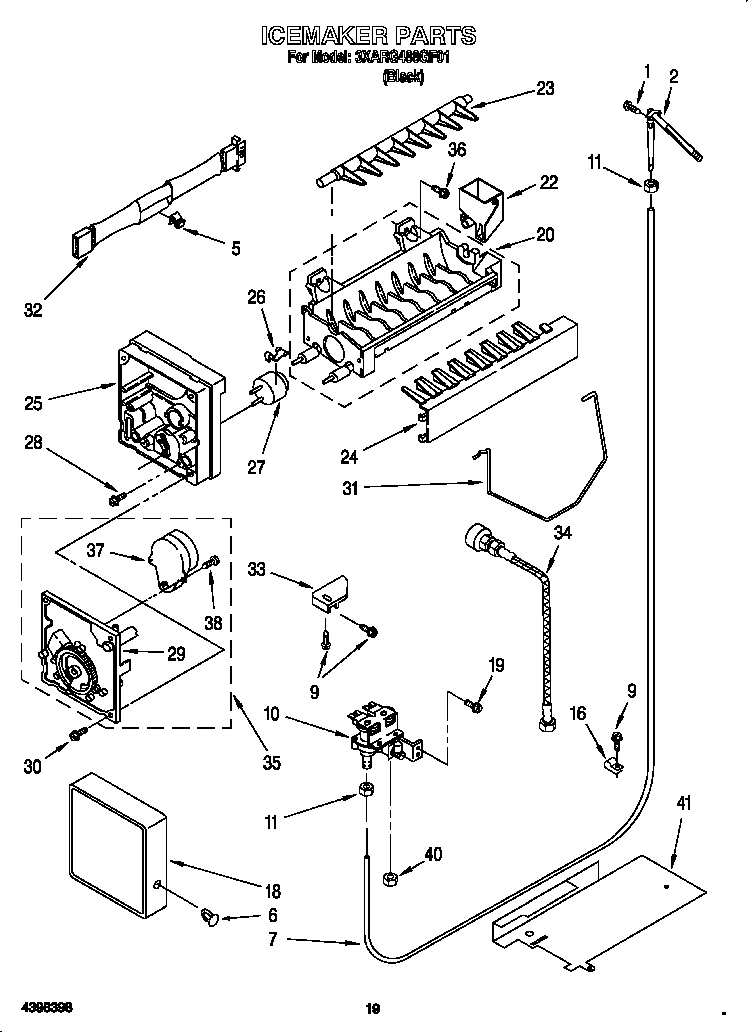 Whirlpool 3XARG488GF01 icemaker diagram