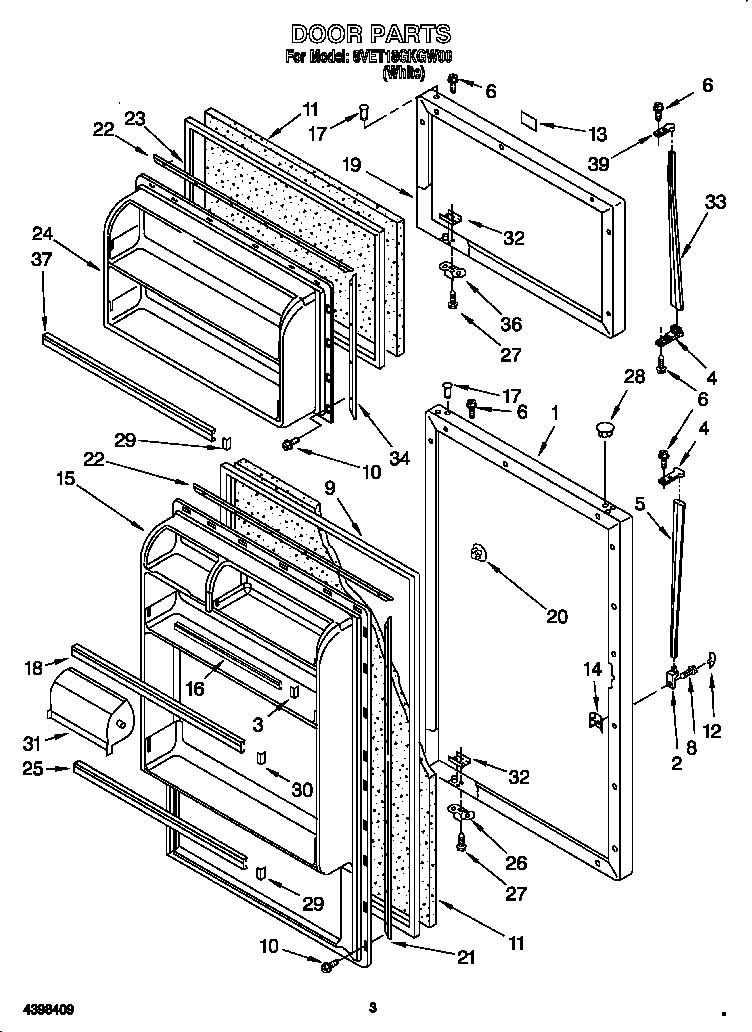 Whirlpool 8VET18GKGW00 door diagram