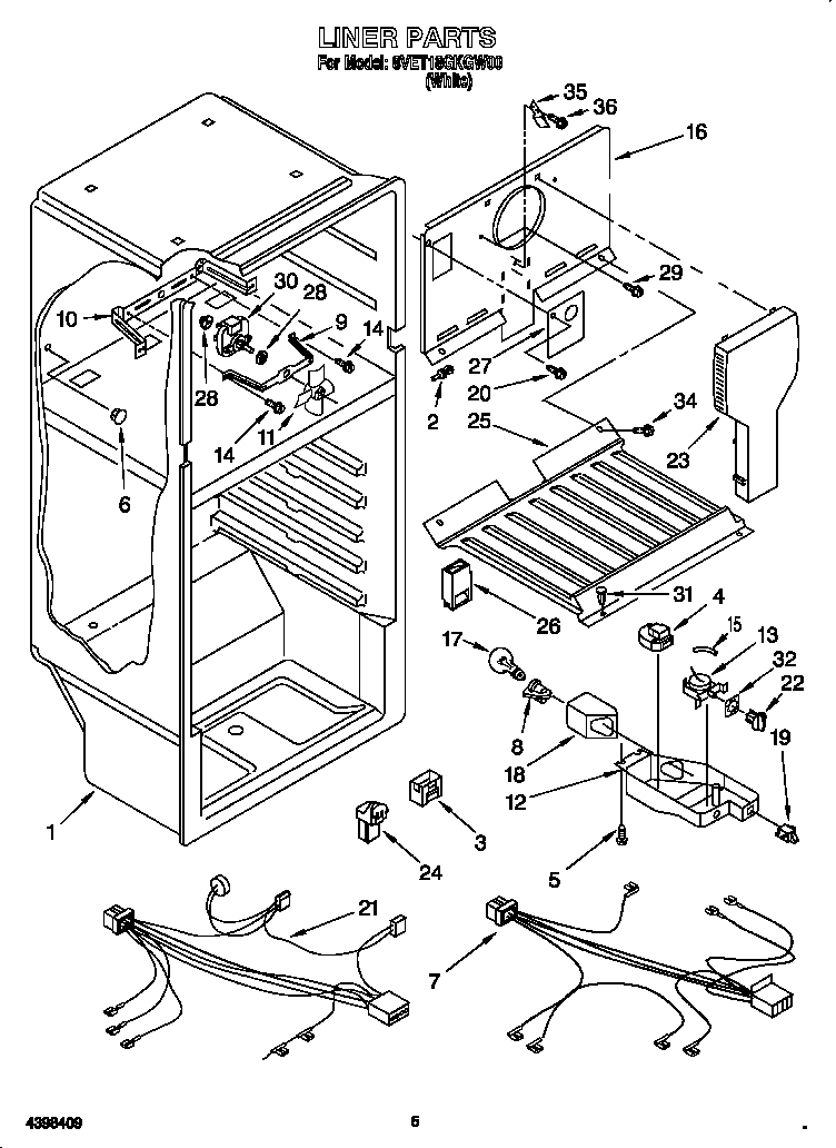 Whirlpool 8VET18GKGW00 liner diagram