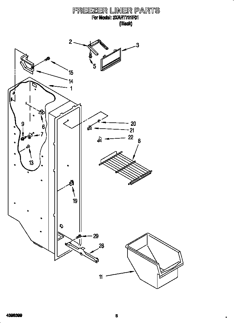 Whirlpool 3XART721F01 freezer liner diagram