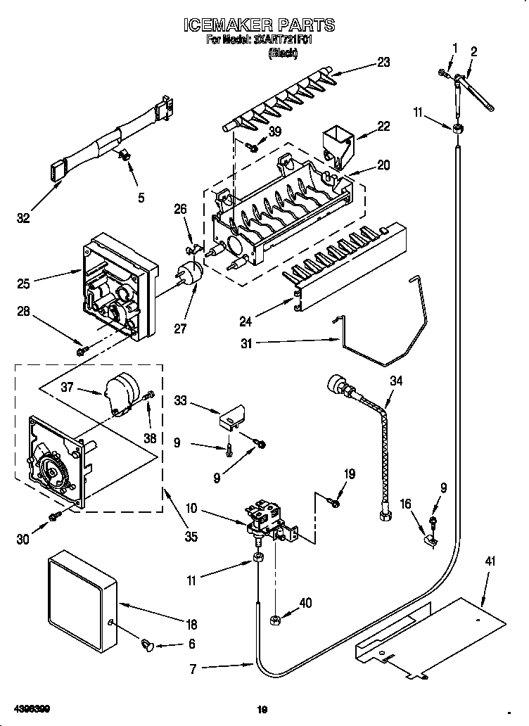Whirlpool 3XART721F01 icemaker diagram