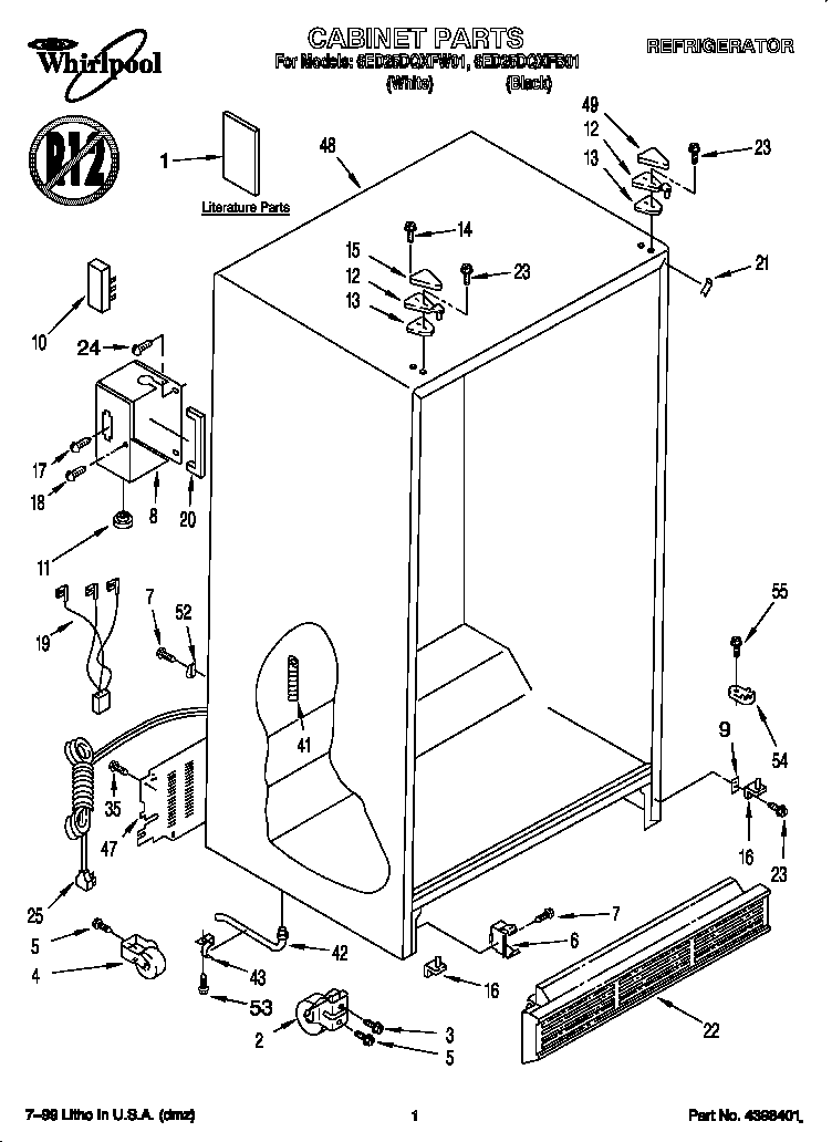 Whirlpool 6ED25DQXFB01 cabinet diagram
