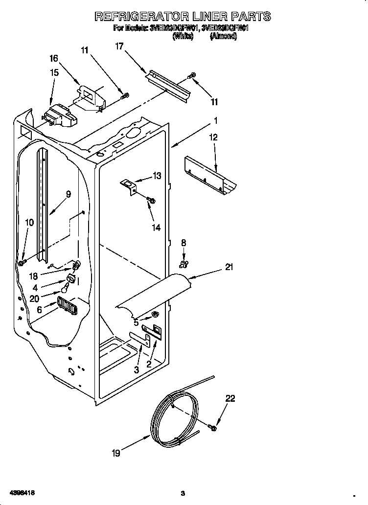 Whirlpool 3VED23DQFW01 refrigerator liner diagram