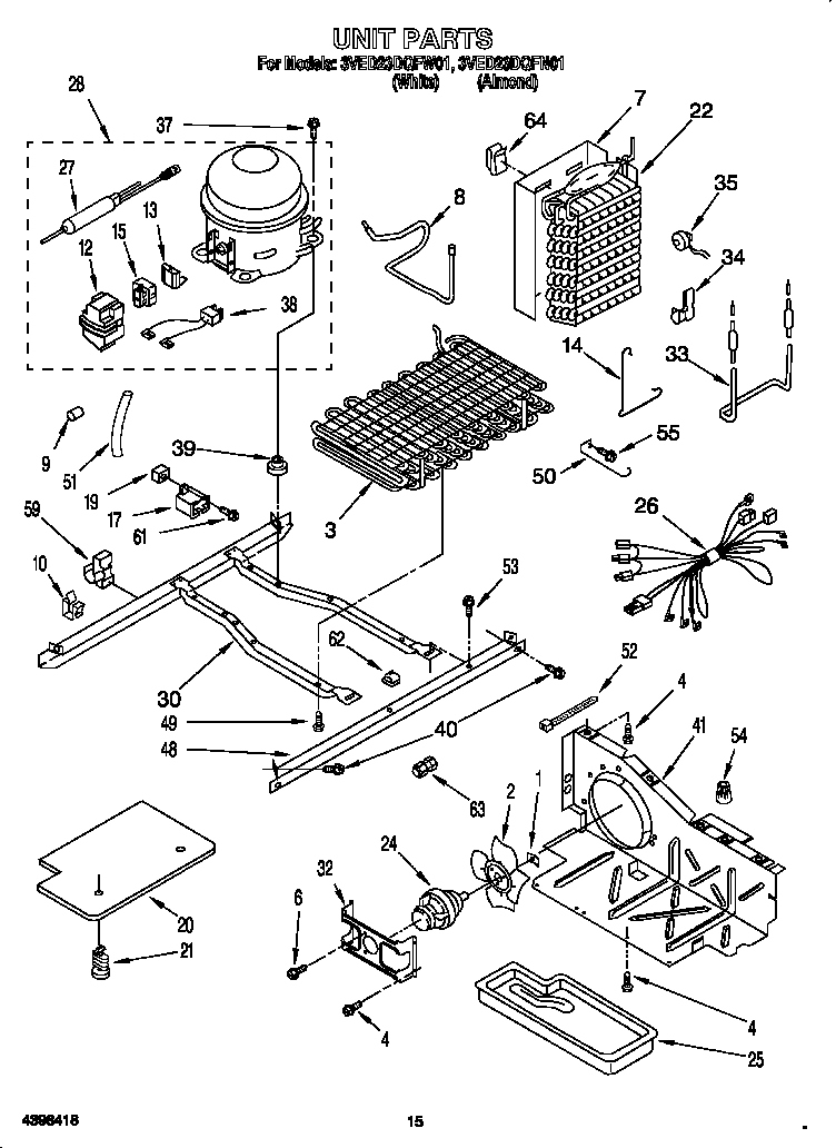 Whirlpool 3VED23DQFW01 unit diagram