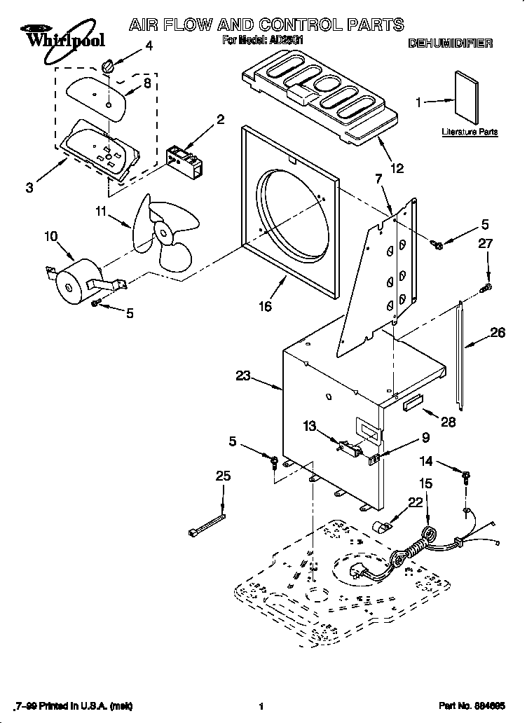 Whirlpool AD25G1 air flow and control diagram