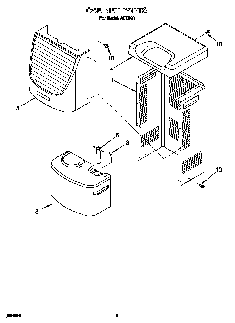 Whirlpool AD25G1 cabinet diagram
