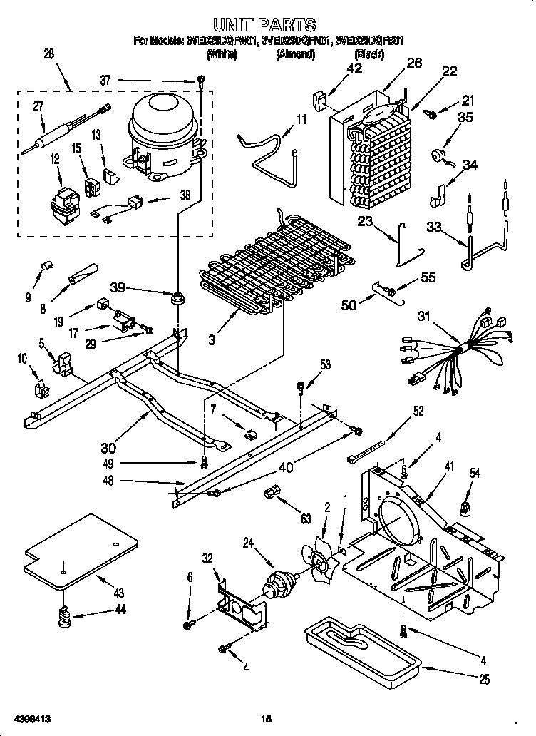 Whirlpool 3VED29DQFW01 unit diagram
