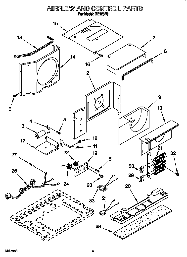 Whirlpool RE123F0 airflow and control diagram