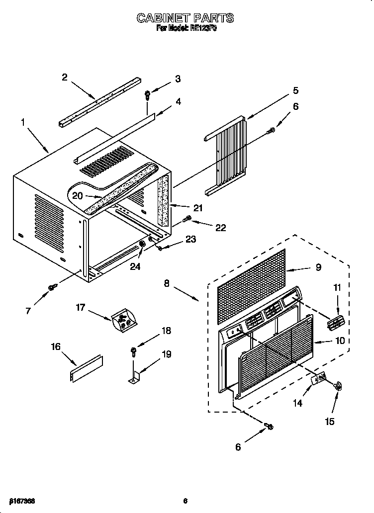 Whirlpool RE123F0 cabinet diagram
