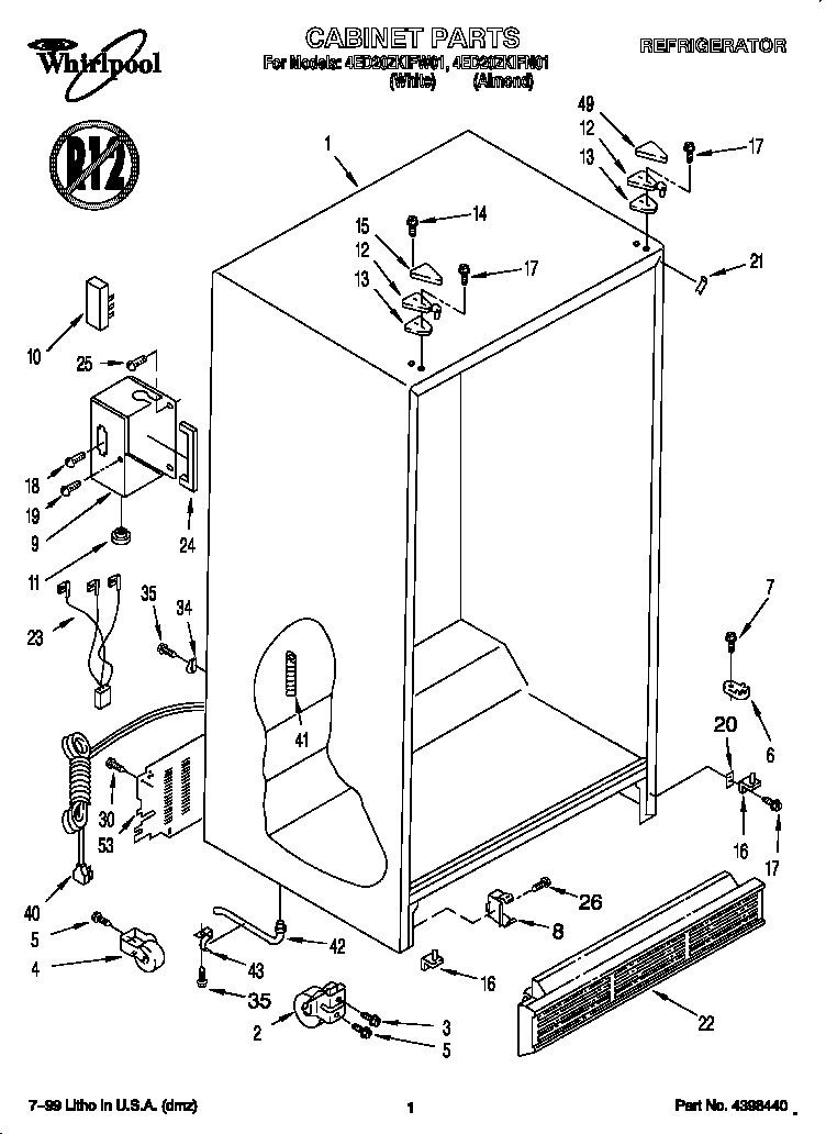 Whirlpool 4ED20ZKIFW01 cabinet diagram