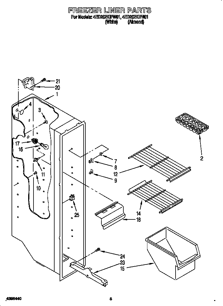 Whirlpool 4ED20ZKIFW01 freezer liner diagram