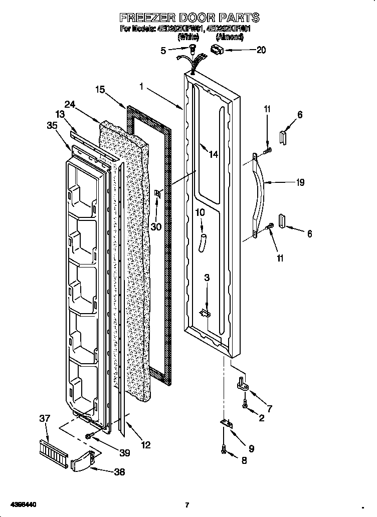Whirlpool 4ED20ZKIFW01 freezer door diagram