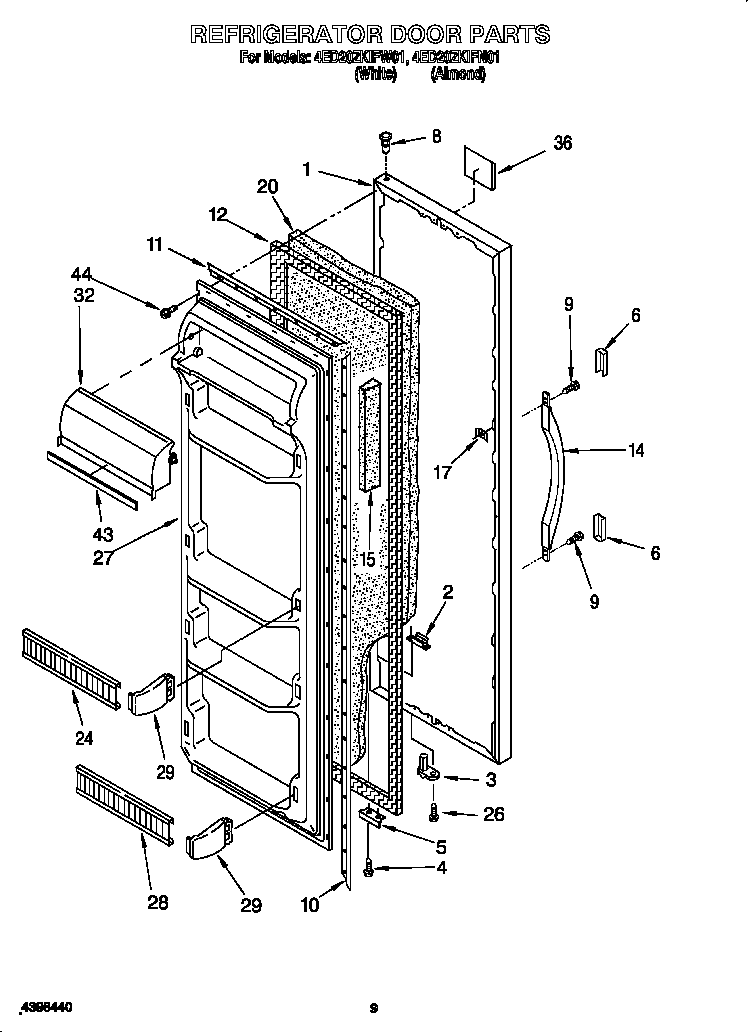 Whirlpool 4ED20ZKIFW01 refrigerator door diagram