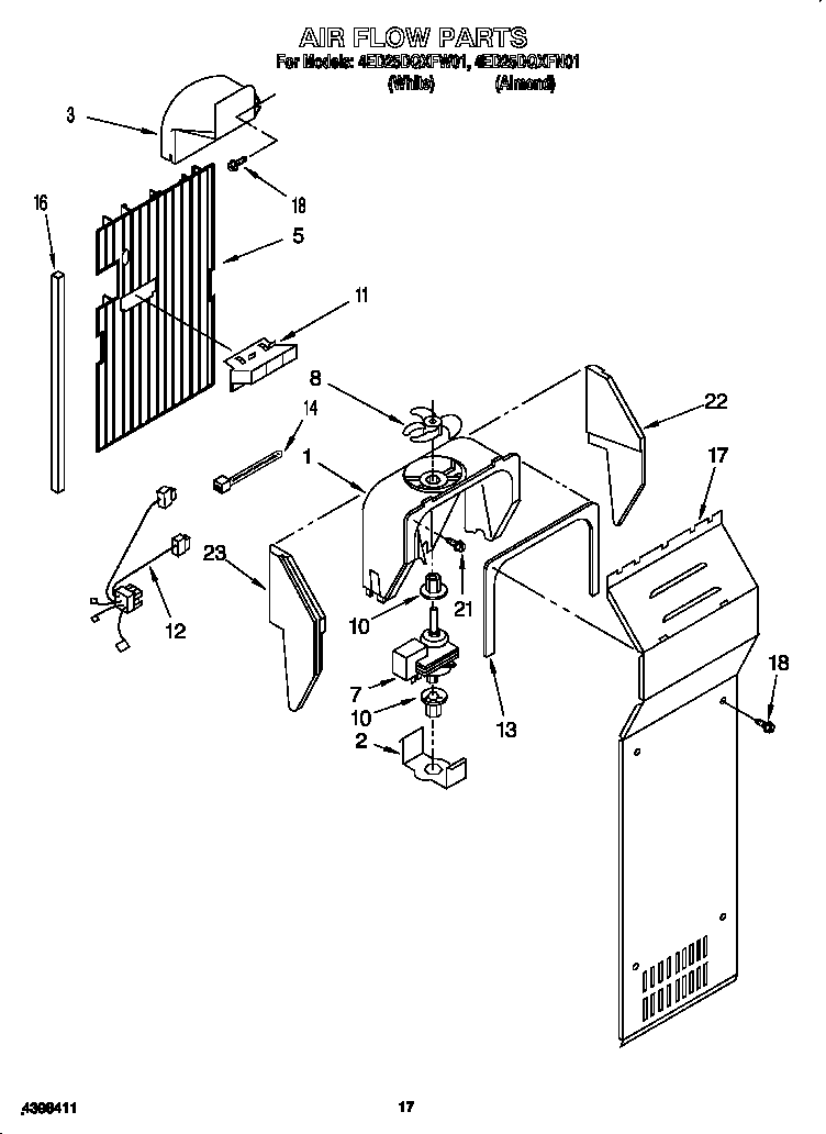 Whirlpool 4ED25DQXFN01 air flow diagram