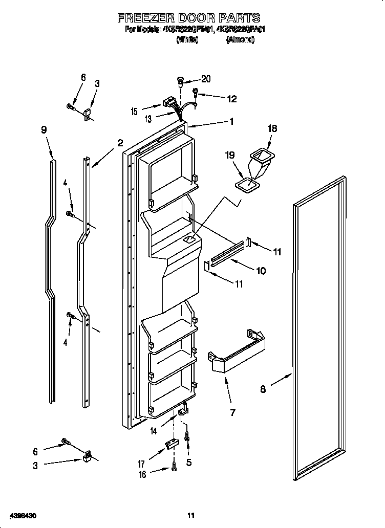 KitchenAid 4KSRS22QFW01 freezer door diagram