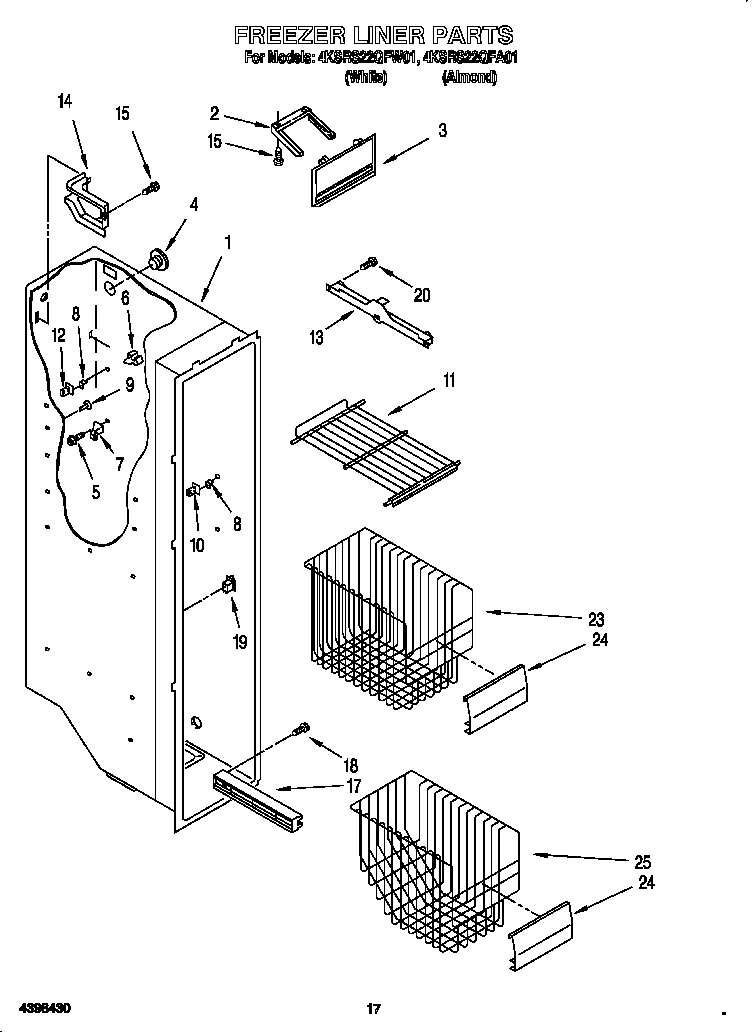 KitchenAid 4KSRS22QFW01 freezer liner diagram