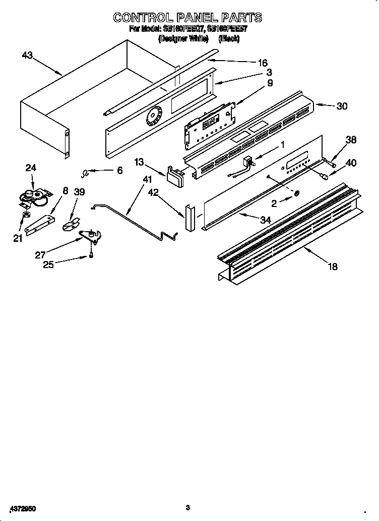 Whirlpool SB160PEEQ7 control panel diagram