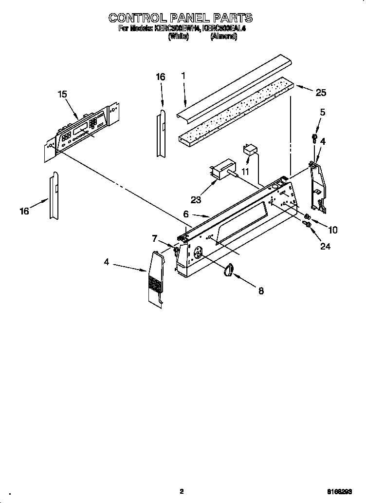 KitchenAid KERC500EWH4 control panel diagram