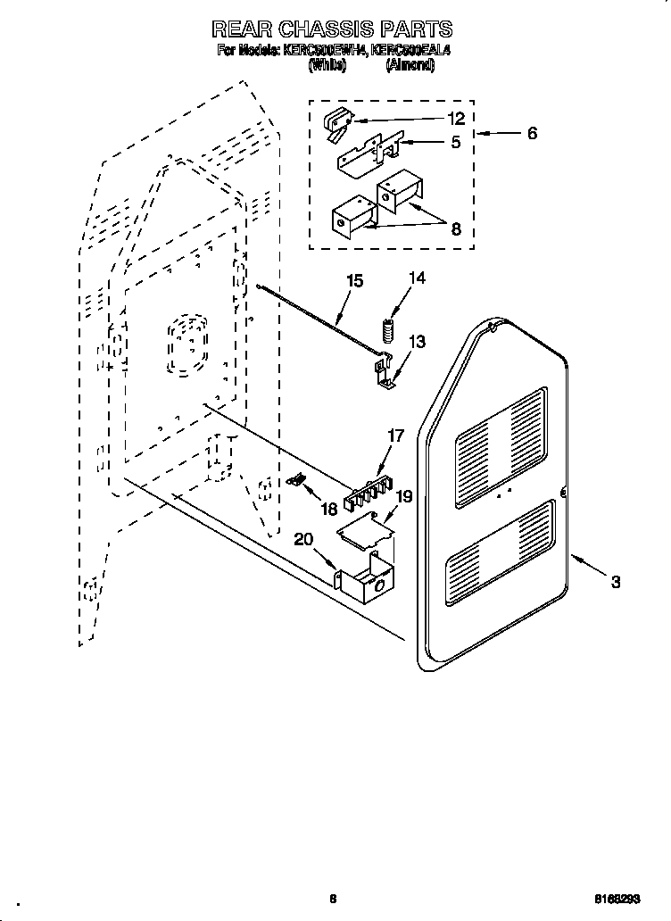 KitchenAid KERC500EWH4 rear chassis diagram