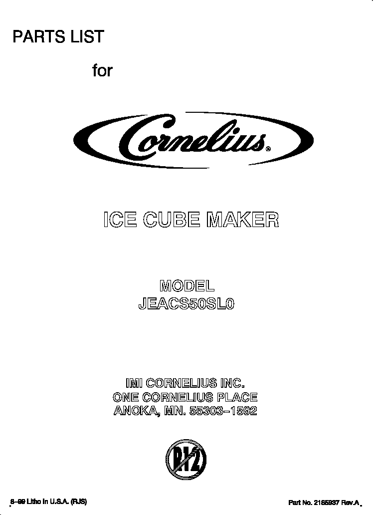 Whirlpool JEACS50SL0 front cover diagram