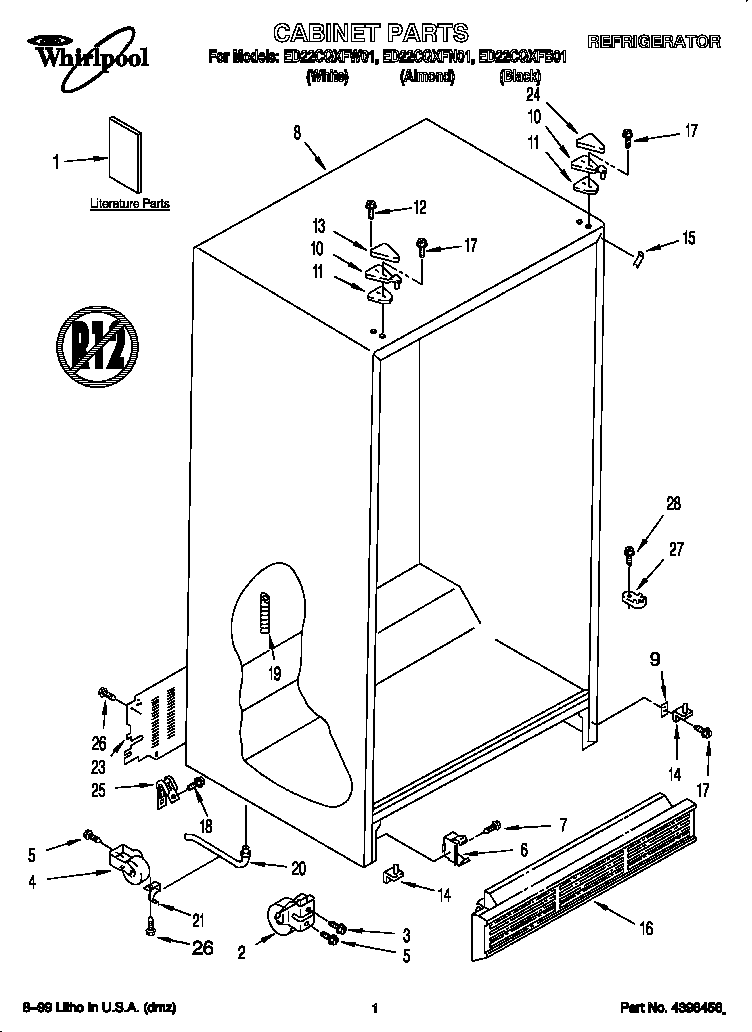 Whirlpool ED22CQXFW01 cabinet diagram