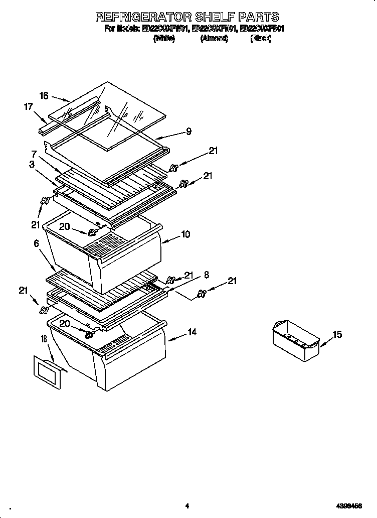 Whirlpool ED22CQXFW01 refrigerator shelf diagram