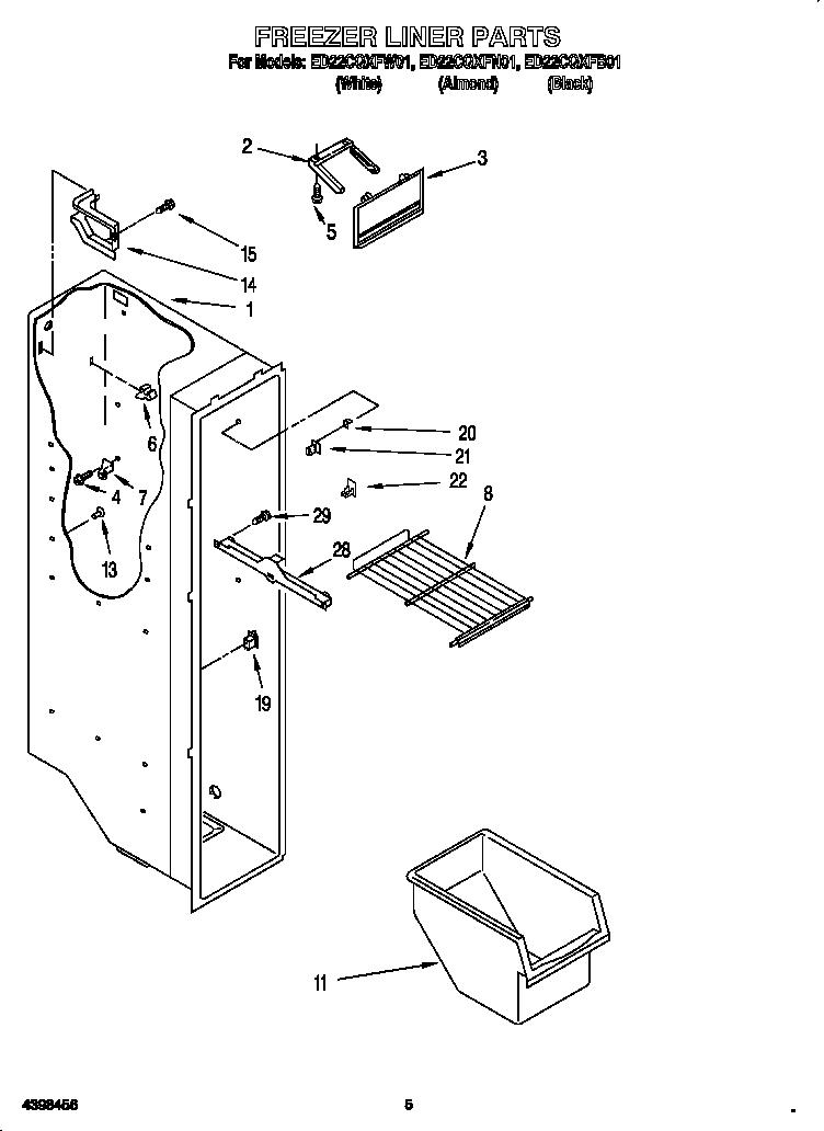 Whirlpool ED22CQXFW01 freezer liner diagram