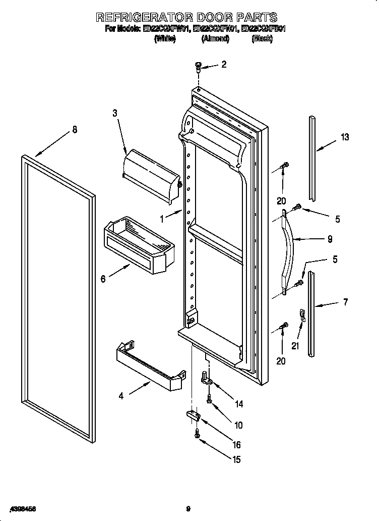 Whirlpool ED22CQXFW01 refrigerator door diagram