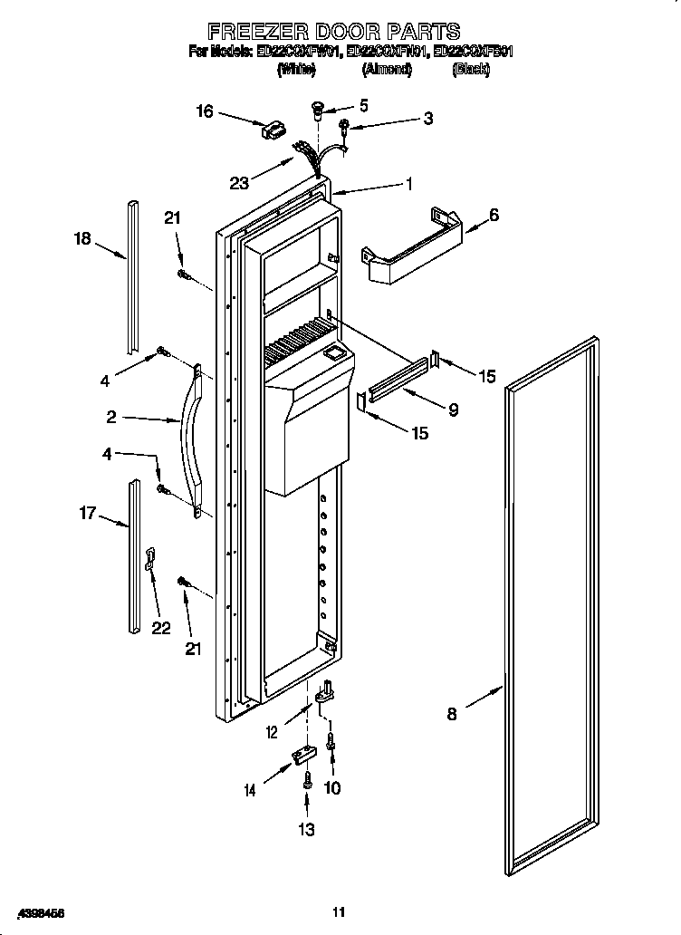 Whirlpool ED22CQXFW01 freezer door diagram