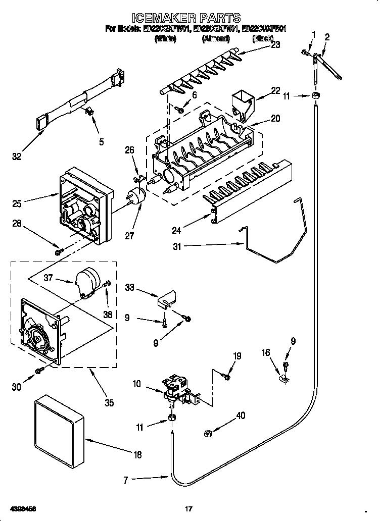 Whirlpool ED22CQXFW01 ice maker diagram
