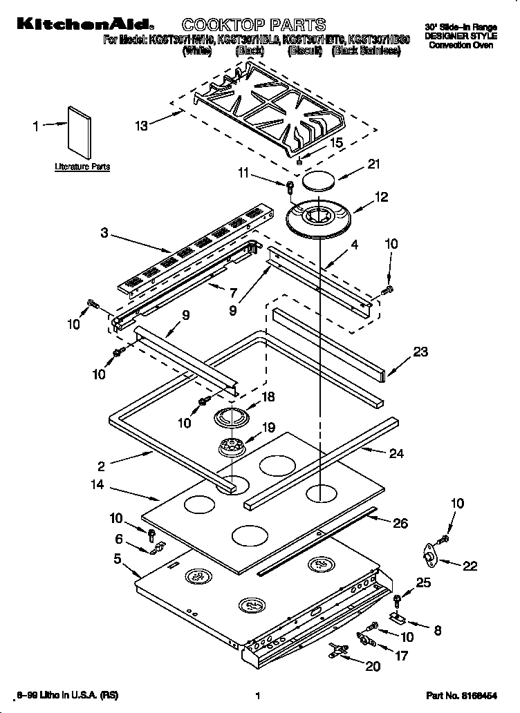 KitchenAid KGST307HBS0 cooktop diagram
