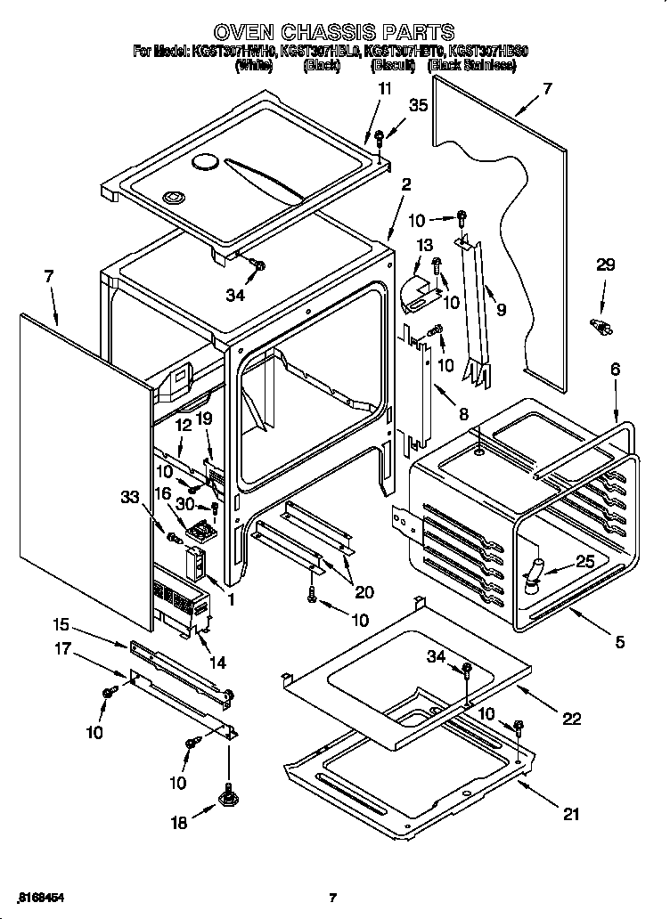 KitchenAid KGST307HBS0 oven chassis diagram