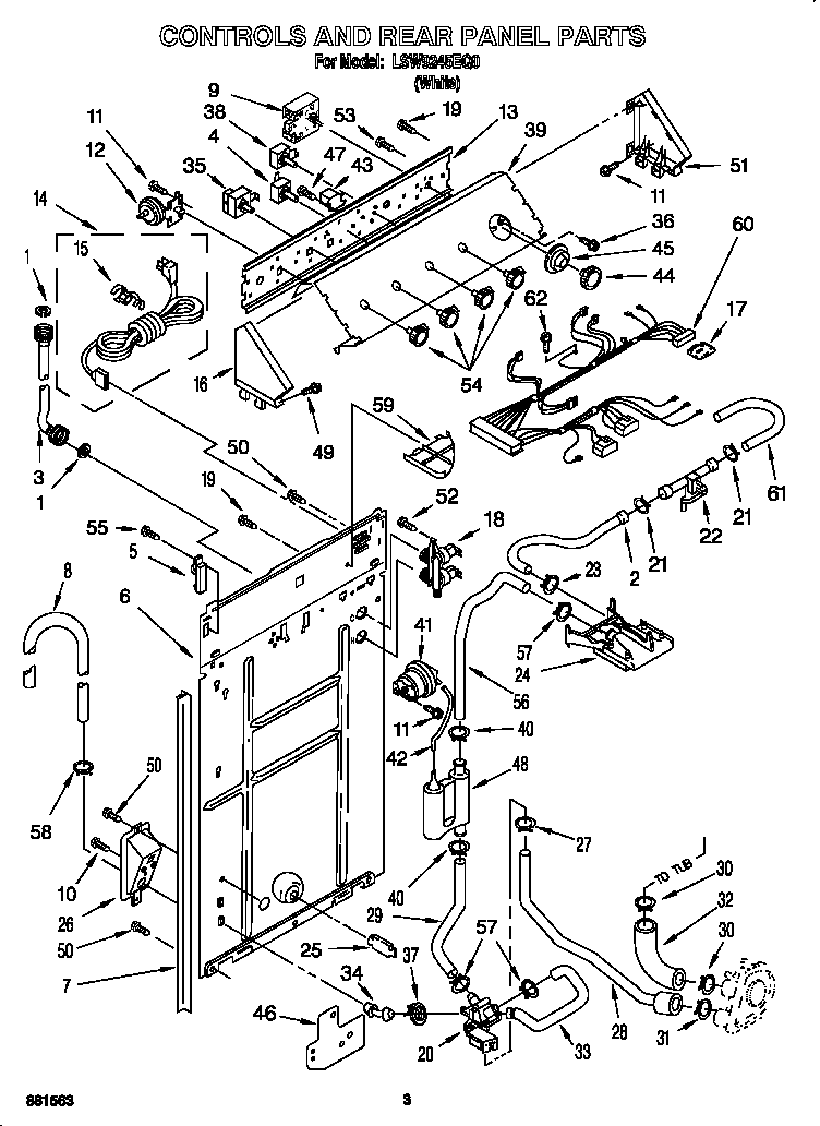 Whirlpool LSW9245EQ0 control and rear panel diagram