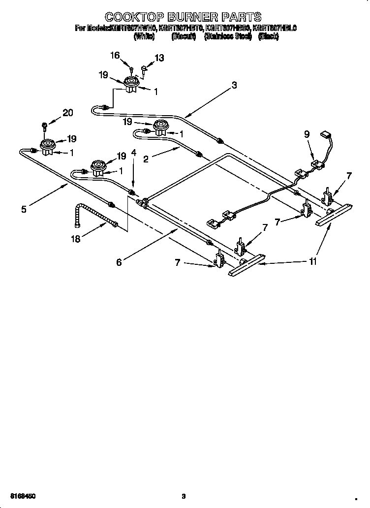 KitchenAid KGRT607HBL0 cooktop burner diagram