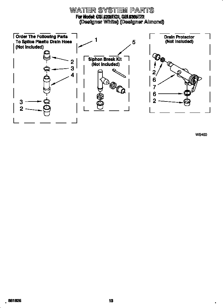 Whirlpool GSL9365EQ2 water system diagram