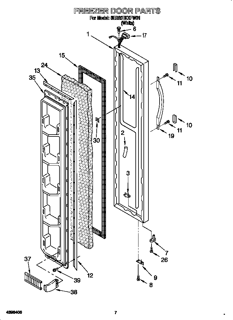 Whirlpool 6ED20TKXFW01 freezer door diagram
