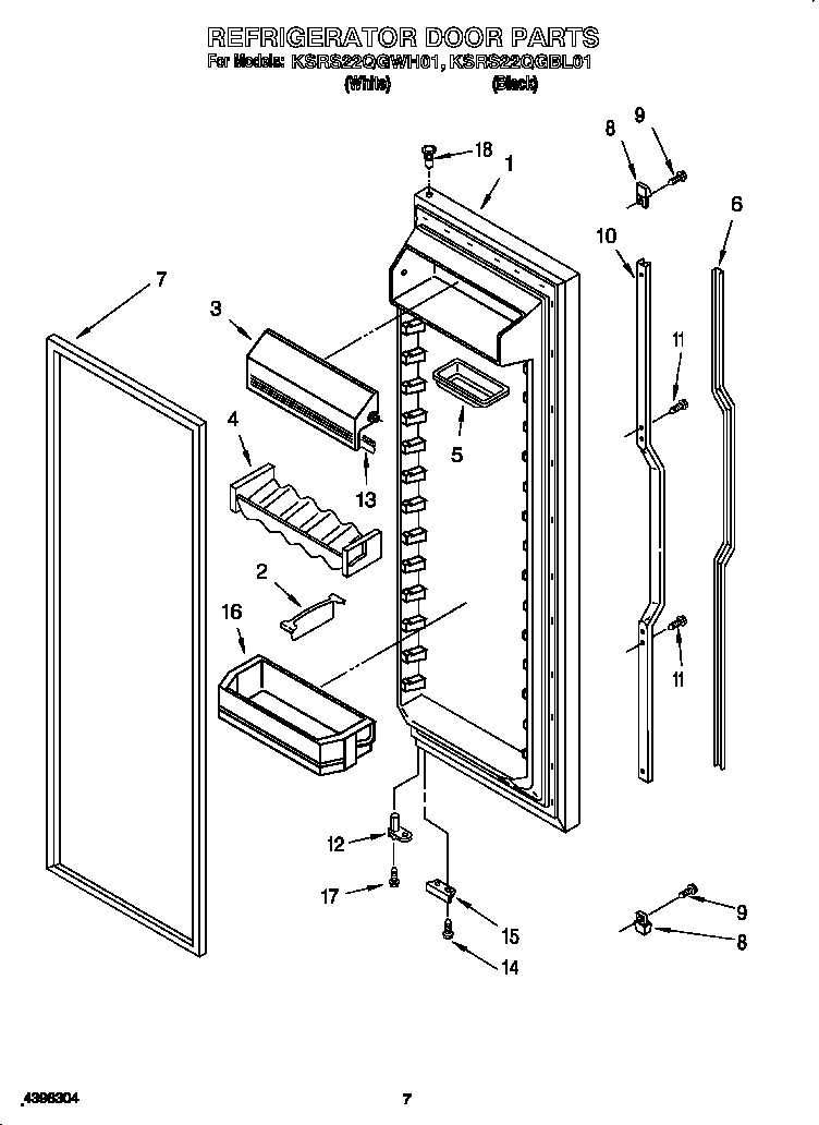 KitchenAid KSRS22QGBL0 refrigerator door diagram