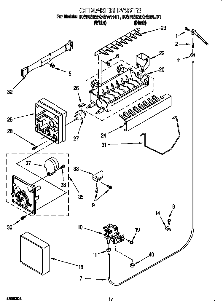 KitchenAid KSRS22QGBL0 ice maker diagram