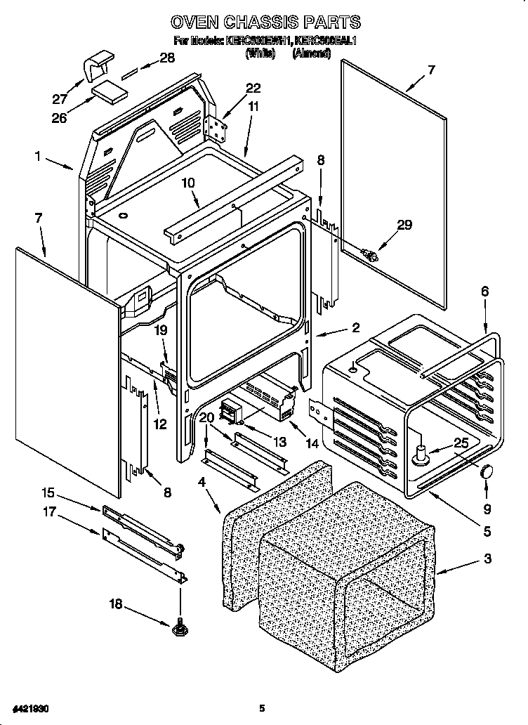 KitchenAid KERC500EAL1 oven chassis diagram