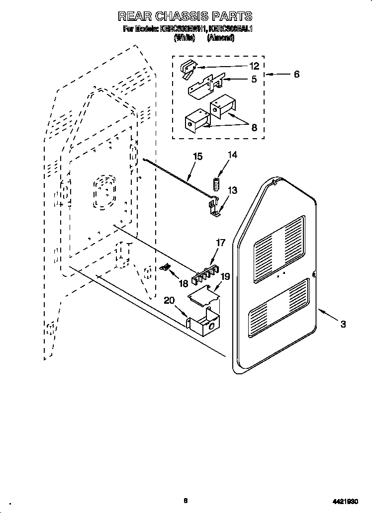 KitchenAid KERC500EAL1 rear chassis diagram