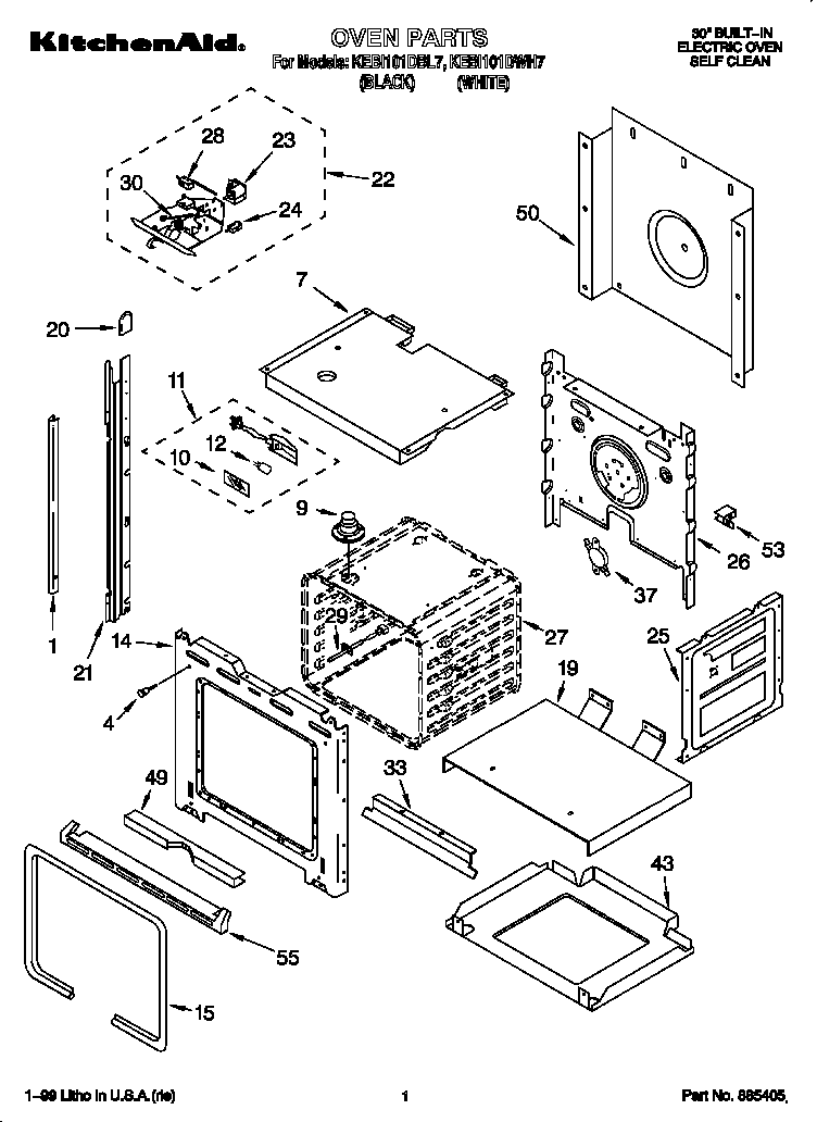 KitchenAid KEBI101DBL7 oven diagram