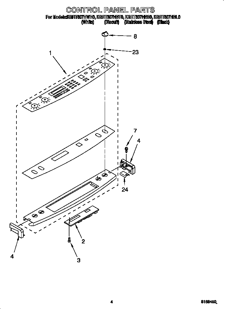 KitchenAid KGRT607HBS0 control panel diagram