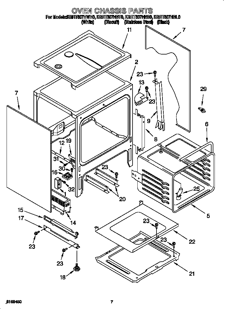 KitchenAid KGRT607HBS0 oven chassis diagram