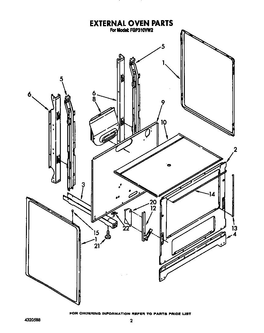 Roper FGP310VL2 oven diagram