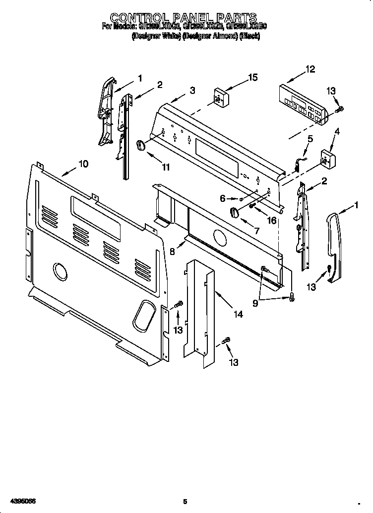 Whirlpool GR399LXGZ0 control panel diagram
