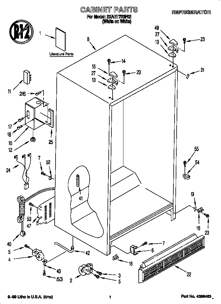 Whirlpool 3XART720F02 cabinet diagram