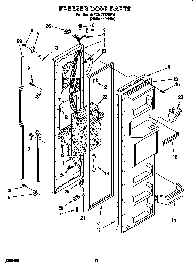 Whirlpool 3XART720F02 freezer door diagram