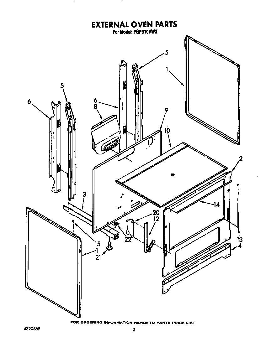 Roper FGP310VL3 external oven parts diagram