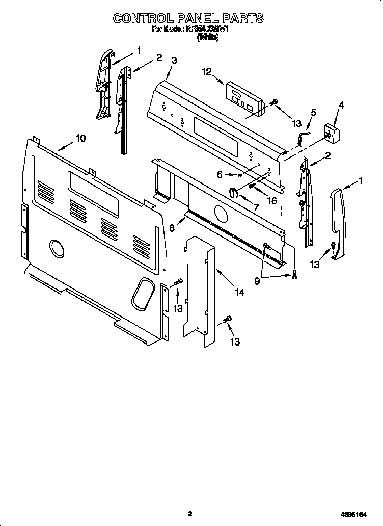 Whirlpool RF354BXGW1 control panel diagram
